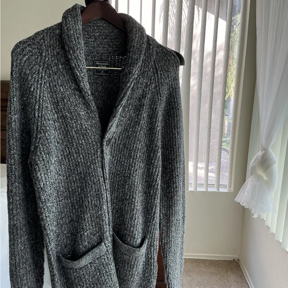 Gray Shawl Collar Cardigan